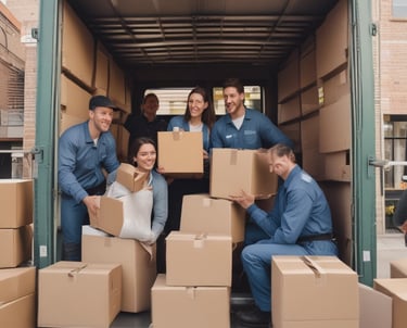 A delivery van on a busy city street.