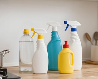 A cozy kitchen shelf stocked with affordable household essentials neatly arranged.