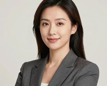 A professional headshot of a female executive in a modern blazer, looking confident and smiling slightly, set against a neutral off-white background. Global B2B corporate style.