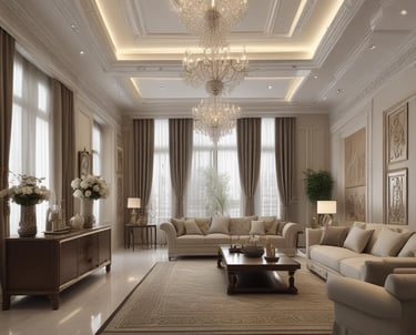 Modern hotel lobby with elevators and wood accents.