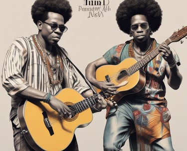 Musicians playing traditional African drums on stage during a vibrant festival.