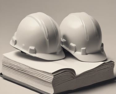 Fire safety inspection in a modern office building with visible fire extinguishers and signage.