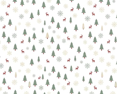 Minimalist Scandinavian Christmas pattern with trees and reindeer