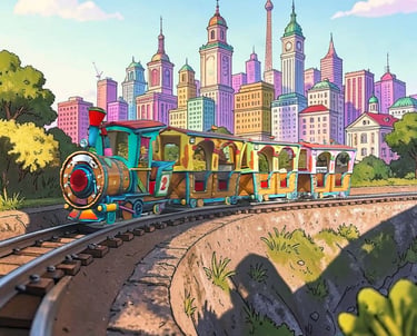 tren cartoon fabricación italiana alquiler adultos y niños 