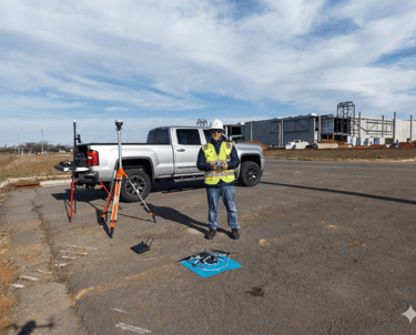 RTK drone mapping field setup in Murfreesboro Tennessee bucces construction site