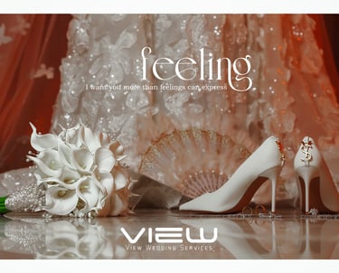 Elegant bridal accessories including white stiletto heels, a calla lily bouquet, and a lace wedding dress.