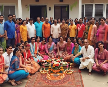 A happy family receiving keys to their new apartment in Faridabad.