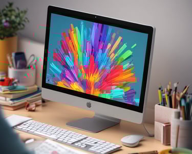 A vibrant collage showing futuristic AI interfaces, SaaS dashboards, and digital creators at work.