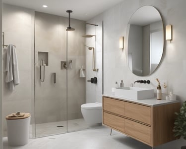 Walk-in closet featuring clean lines, neutral tones, and custom shelving.