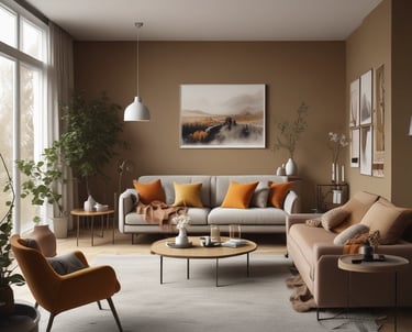 Cozy boutique-style interior with warm lighting and natural wood furniture.