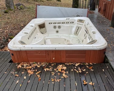 Hot tub inside a deck
