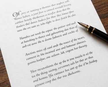 Elegant black fountain pen resting on a paper letter. Pisma iz srca
