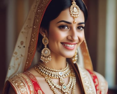 A serene display of elegant artificial jewellery pieces arranged on a minimalist white background, evoking calm and sophistication.