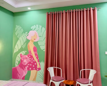 Pink jungle room