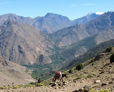 Atlas Mountains Morocco scenic landscape and Berber villages