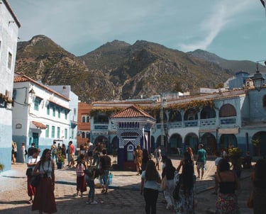 Tourist asking permission before taking photo in Morocco