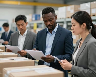 A diverse team collaborating over global supplier maps and cost charts.