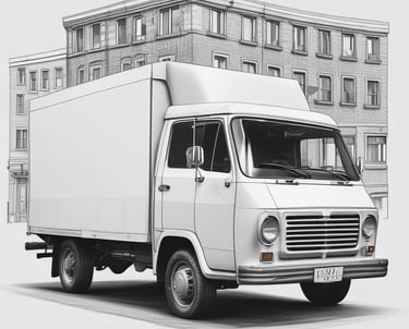 Delivery truck navigating through a busy Ivorian city street with construction sites in the background.