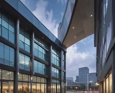 A welcoming storefront with diverse brand logos displayed prominently on the facade.