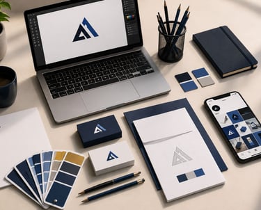 Professional branding team collaborating on a brand identity project