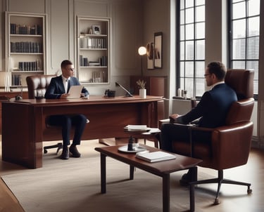 A professional lawyer providing consultation to a client.