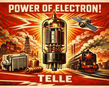 Telle vacuum tube detective propaganda poster science fiction