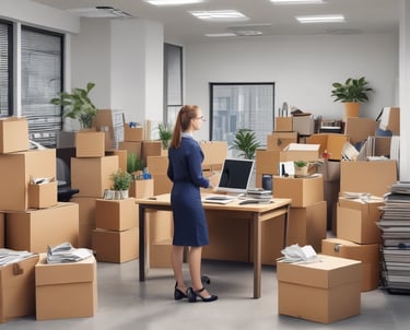 A large moving truck loaded with furniture and boxes ready to depart.