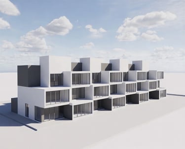 An image of a 3D apartment building model.