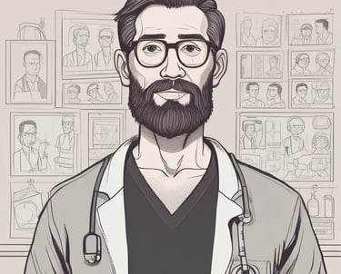 a man with a beard and a doctor's coat