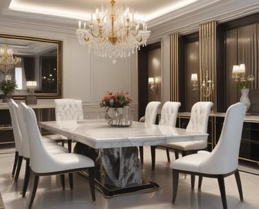 A sleek marble kitchen countertop with natural veining and polished finish.