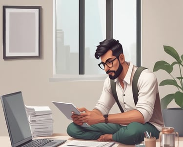 A person reviewing personal loan options on a laptop with notes and a cup of coffee nearby.