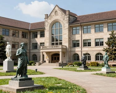A student solving math problems on a blackboard with red chalk.