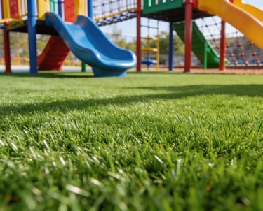 Durable commercial playground turf installation in Boca Raton, providing a safe and maintenance