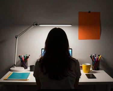 Artist painting a vibrant abstract canvas in a cozy studio filled with natural light.