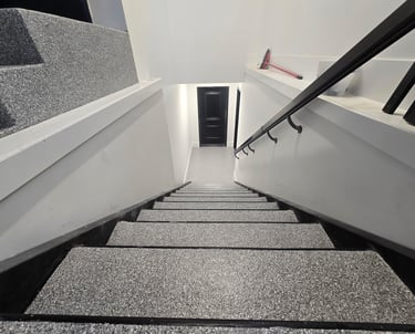 MMA Flake garage floor and stairs coating with slip-resistant surface