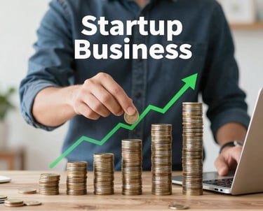 A sleek grid of six rounded cards with subtle LED glow icons representing diverse business types on a clean white background.