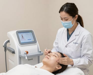 Screenshot of a clean, minimalist clinic website homepage with soft sage green accents.