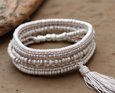 pulsera blanca de macrame hecha a mano