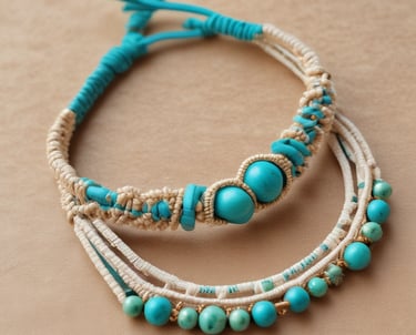 pulsera de macrame con piedras azules hecha a mano