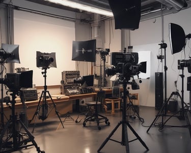 A bustling international location with a production team coordinating logistics and equipment.