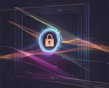 Close-up of a secure digital lock symbol glowing on a screen.