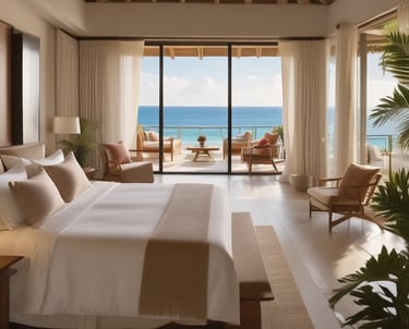 Luxury car waiting outside a boutique hotel for a guest.