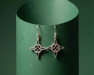 a pair of earrings with a starfish design