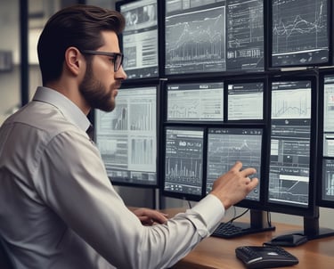 Technician inspecting water pipes during a detailed water audit at a commercial facility.
