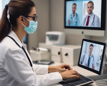 A friendly consultant speaking with a donor in a cozy office setting.