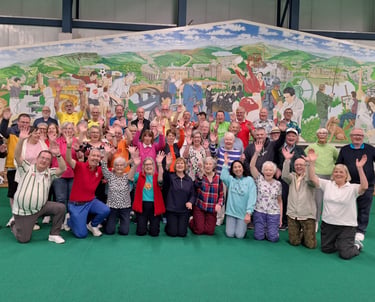 Men and Women of Bridgend Indoor Bowls having a fun picture