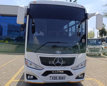 White Mercedes-Benz bus for private vehicle hire for corporate hire or group trips - Vanna Ventures