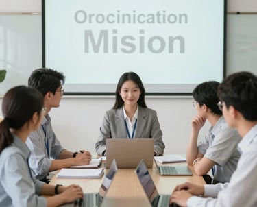 A group of students collaborating on a technical project in a modern workshop.