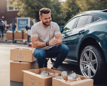 Abstract silhouette of two sleek cars converging, symbolizing strategic connections.