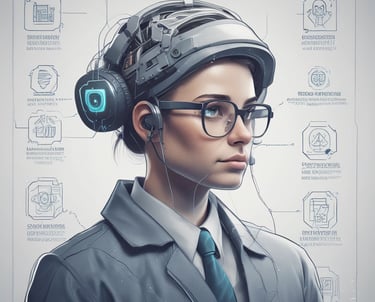 A friendly IT specialist assisting a client with computer setup in a modern office.